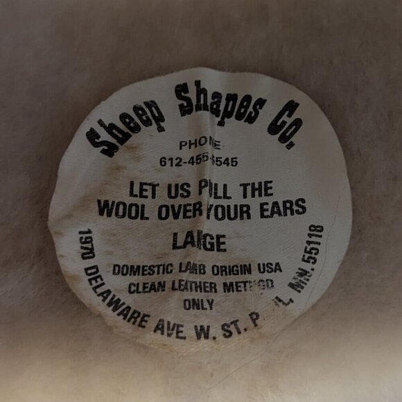 Vintage Leather Suede Shearling Wool Sherpa Lamb Hat by Sheep Shapes Co. Boho - Picture 3 of 9